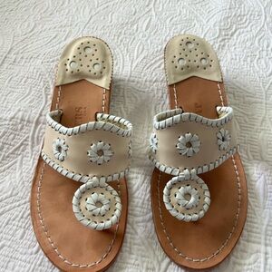 Jack Rogers Cream and Tan Wedges size 6 made in USA